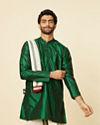 Dark Green and Cream Zari Traditional South Indian Dhoti Set